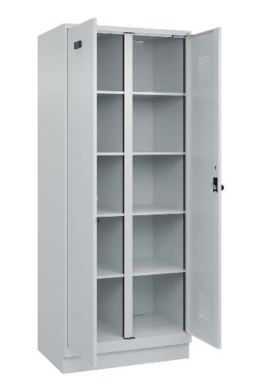 C+P Wäsche-Spind Evolo PLUS 049012-22B mit Füßen 2 Abt.je 400mm Zylinder (HxBxT) 1950x800x500mm 7035/3000