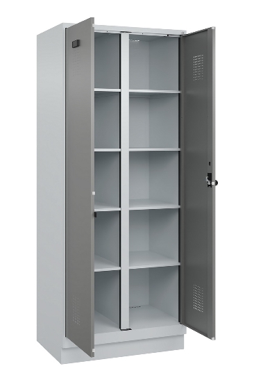 C+P Wäsche-Spind Evolo PLUS 049012-22B mit Füßen 2 Abt.je 400mm Zylinder (HxBxT) 1950x800x500mm 7035/3000
