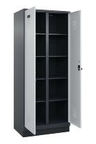 C+P Wäsche-Spind Evolo PLUS 049012-22B mit Füßen 2 Abt.je 400mm Zylinder (HxBxT) 1950x800x500mm 7035/3000