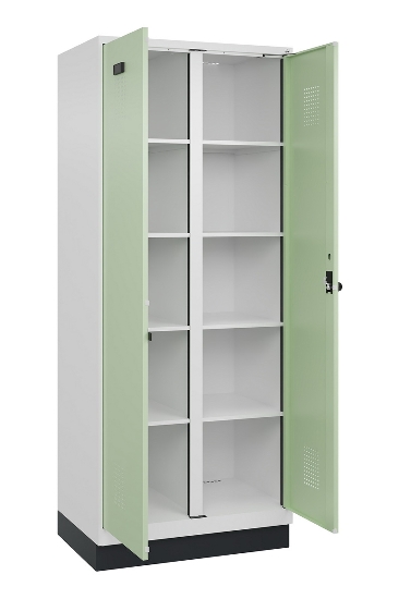 C+P Wäsche-Spind Evolo PLUS 049012-22B mit Füßen 2 Abt.je 400mm Zylinder (HxBxT) 1950x800x500mm 7035/3000