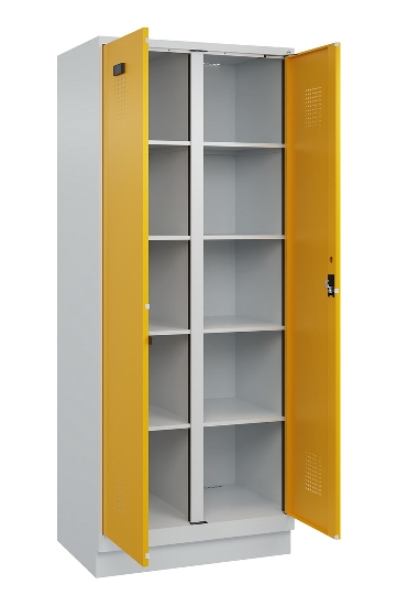 C+P Wäsche-Spind Evolo PLUS 049012-22B mit Füßen 2 Abt.je 400mm Zylinder (HxBxT) 1950x800x500mm 7035/3000