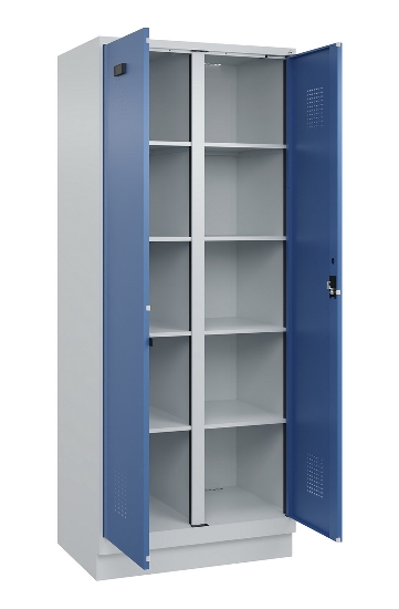 C+P Wäsche-Spind Evolo PLUS 049012-22B mit Füßen 2 Abt.je 400mm Zylinder (HxBxT) 1950x800x500mm 7035/3000