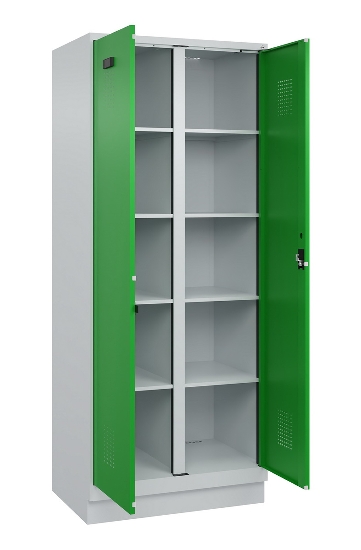 C+P Wäsche-Spind Evolo PLUS 049012-22B mit Füßen 2 Abt.je 400mm Zylinder (HxBxT) 1950x800x500mm 7035/3000