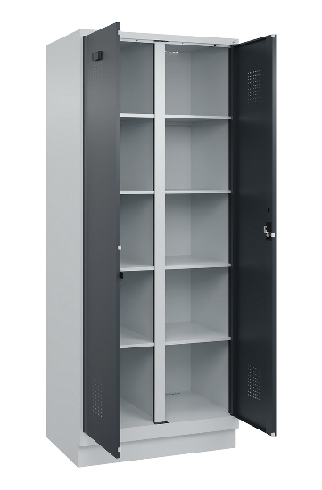 C+P Wäsche-Spind Evolo PLUS 049012-22B mit Füßen 2 Abt.je 400mm Zylinder (HxBxT) 1950x800x500mm 7035/3000