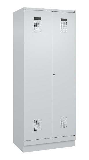 C+P Wäsche-Spind Evolo PLUS 049012-22B mit Füßen 2 Abt.je 400mm Zylinder (HxBxT) 1950x800x500mm 7035/3000