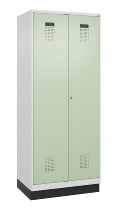 C+P Wäsche-Spind Evolo PLUS 049012-22B mit Füßen 2 Abt.je 400mm Zylinder (HxBxT) 1950x800x500mm 7035/3000