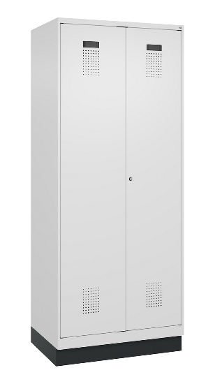 C+P Wäsche-Spind Evolo PLUS 049012-22B mit Füßen 2 Abt.je 400mm Zylinder (HxBxT) 1950x800x500mm 7035/3000