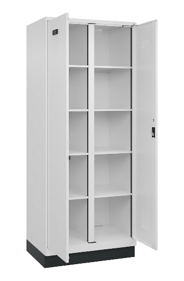 C+P Wäsche-Spind Evolo PLUS 049012-22B mit Füßen 2 Abt.je 400mm Zylinder (HxBxT) 1950x800x500mm 7035/3000