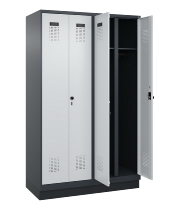 C+P Schwarz-Weiß-Spind Evolo PLUS 049022-20 mit Sockel 2 Abt.300mm Drehriegel (HxBxT) 1850x600x500mm 7016/7035