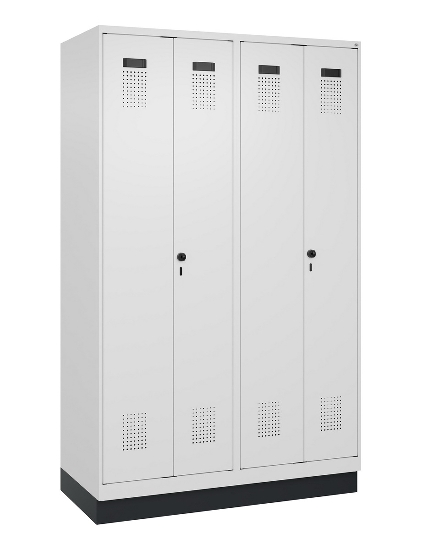 C+P Schwarz-Weiß-Spind Evolo PLUS 049022-20 mit Sockel 2 Abt.300mm Drehriegel (HxBxT) 1850x600x500mm 7016/7035