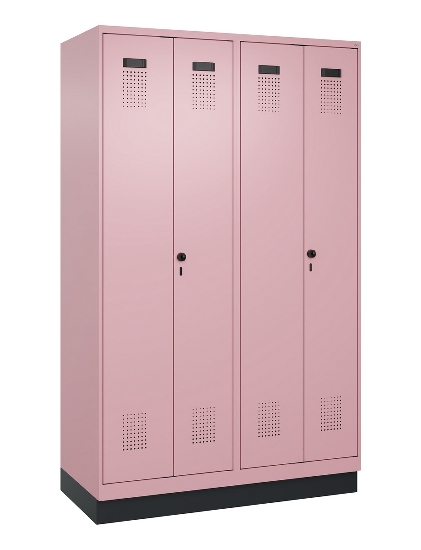 C+P Schwarz-Weiß-Spind Evolo PLUS 049012-20 mit Füßen 2 Abt.300mm Zylinder (HxBxT) 1850x600x500mm 0010/0010