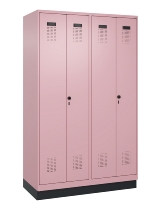C+P Schwarz-Weiß-Spind Evolo PLUS 049012-20 mit Füßen 2 Abt.300mm Zylinder (HxBxT) 1850x600x500mm 0010/0010