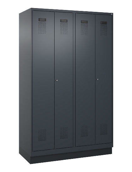 C+P Schwarz-Weiß-Spind Evolo PLUS 049022-20 mit Sockel 2 Abt.300mm Drehriegel (HxBxT) 1850x600x500mm 7016/7035