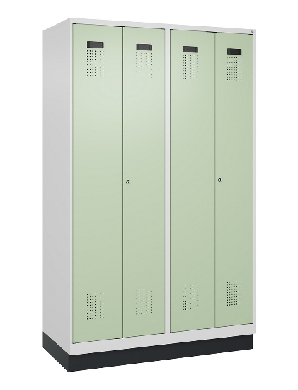 C+P Schwarz-Weiß-Spind Evolo PLUS 049022-20 mit Sockel 2 Abt.300mm Drehriegel (HxBxT) 1850x600x500mm 7016/7035