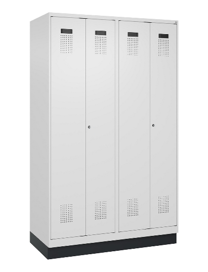 C+P Schwarz-Weiß-Spind Evolo PLUS 049022-20 mit Sockel 2 Abt.300mm Drehriegel (HxBxT) 1850x600x500mm 7016/7035
