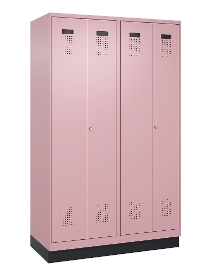 C+P Schwarz-Weiß-Spind Evolo PLUS 049012-20 mit Füßen 2 Abt.300mm Zylinder (HxBxT) 1850x600x500mm 0010/0010
