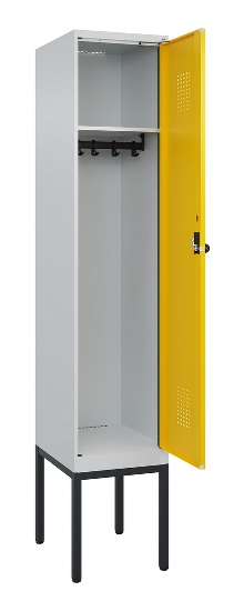 C+P Spind Evolo PLUS 0490307-32 mit Gestell 3 Abt.je 400mm Drehriegel (HxBxT) 2120x1200x815mm 7035/2004