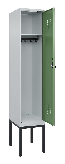 C+P Spind Evolo PLUS 0490307-32 mit Gestell 3 Abt.je 400mm Drehriegel (HxBxT) 2120x1200x815mm 7035/2004