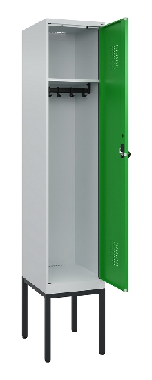 C+P Spind Evolo PLUS 0490307-32 mit Gestell 3 Abt.je 400mm Drehriegel (HxBxT) 2120x1200x815mm 7035/2004