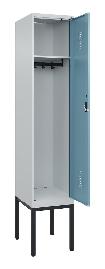 C+P Spind Evolo PLUS 0490307-32 mit Gestell 3 Abt.je 400mm Drehriegel (HxBxT) 2120x1200x815mm 7035/2004