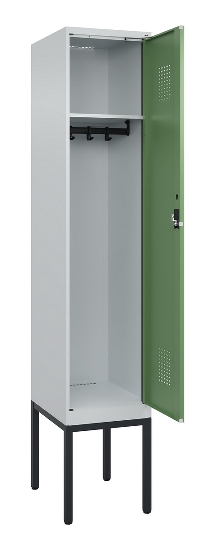 C+P Spind Evolo PLUS 0490307-32 mit Gestell 3 Abt.je 400mm Drehriegel (HxBxT) 2120x1200x815mm 7035/2004