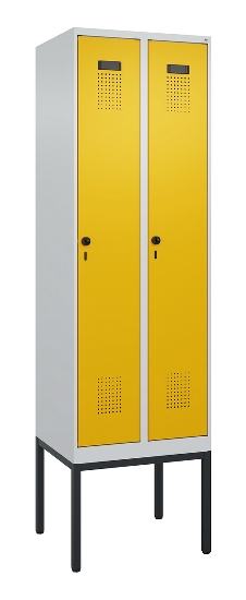C+P Spind Evolo PLUS 0490307-32 mit Gestell 3 Abt.je 400mm Drehriegel (HxBxT) 2120x1200x815mm 7035/2004