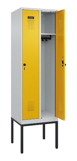 C+P Spind Evolo PLUS 0490307-32 mit Gestell 3 Abt.je 400mm Drehriegel (HxBxT) 2120x1200x815mm 7035/2004