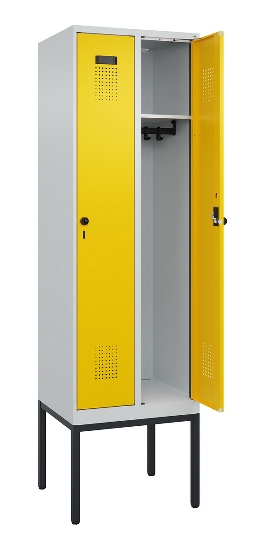 C+P Spind Evolo PLUS 0490307-32 mit Gestell 3 Abt.je 400mm Drehriegel (HxBxT) 2120x1200x815mm 7035/2004