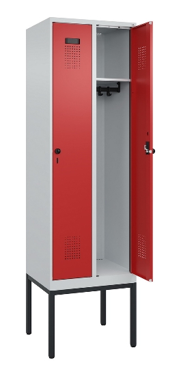 C+P Spind Evolo PLUS 0490307-32 mit Gestell 3 Abt.je 400mm Drehriegel (HxBxT) 2120x1200x815mm 7035/2004