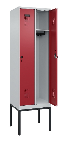 C+P Spind Evolo PLUS 0490307-32 mit Gestell 3 Abt.je 400mm Drehriegel (HxBxT) 2120x1200x815mm 7035/2004