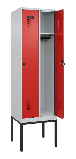 C+P Spind Evolo PLUS 0490307-32 mit Gestell 3 Abt.je 400mm Drehriegel (HxBxT) 2120x1200x815mm 7035/2004