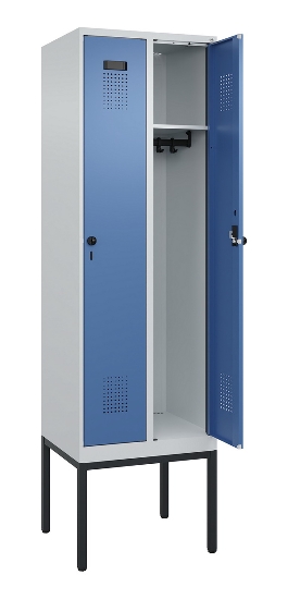 C+P Spind Evolo PLUS 0490307-32 mit Gestell 3 Abt.je 400mm Drehriegel (HxBxT) 2120x1200x815mm 7035/2004