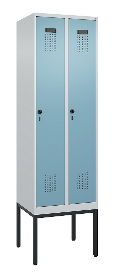 C+P Spind Evolo PLUS 0490307-32 mit Gestell 3 Abt.je 400mm Drehriegel (HxBxT) 2120x1200x815mm 7035/2004