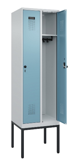 C+P Spind Evolo PLUS 0490307-32 mit Gestell 3 Abt.je 400mm Drehriegel (HxBxT) 2120x1200x815mm 7035/2004