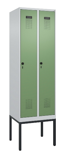 C+P Spind Evolo PLUS 0490307-32 mit Gestell 3 Abt.je 400mm Drehriegel (HxBxT) 2120x1200x815mm 7035/2004