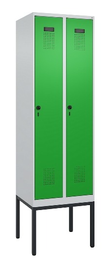 C+P Spind Evolo PLUS 0490307-32 mit Gestell 3 Abt.je 400mm Drehriegel (HxBxT) 2120x1200x815mm 7035/2004
