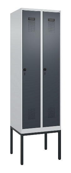 C+P Spind Evolo PLUS 0490307-32 mit Gestell 3 Abt.je 400mm Drehriegel (HxBxT) 2120x1200x815mm 7035/2004