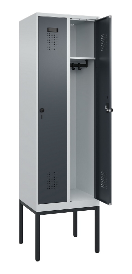 C+P Spind Evolo PLUS 0490307-32 mit Gestell 3 Abt.je 400mm Drehriegel (HxBxT) 2120x1200x815mm 7035/2004