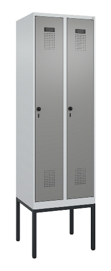 C+P Spind Evolo PLUS 0490307-32 mit Gestell 3 Abt.je 400mm Drehriegel (HxBxT) 2120x1200x815mm 7035/2004