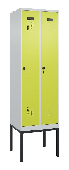 C+P Spind Evolo PLUS 0490307-32 mit Gestell 3 Abt.je 400mm Drehriegel (HxBxT) 2120x1200x815mm 7035/2004