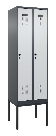 C+P Spind Evolo PLUS 0490307-32 mit Gestell 3 Abt.je 400mm Drehriegel (HxBxT) 2120x1200x815mm 7035/2004