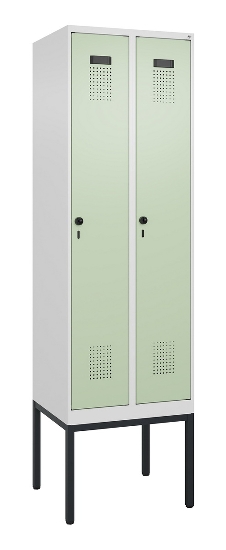 C+P Spind Evolo PLUS 0490307-32 mit Gestell 3 Abt.je 400mm Drehriegel (HxBxT) 2120x1200x815mm 7035/2004