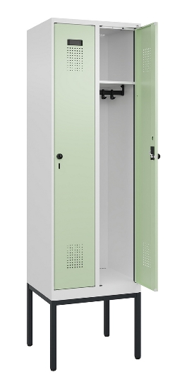 C+P Spind Evolo PLUS 0490307-32 mit Gestell 3 Abt.je 400mm Drehriegel (HxBxT) 2120x1200x815mm 7035/2004