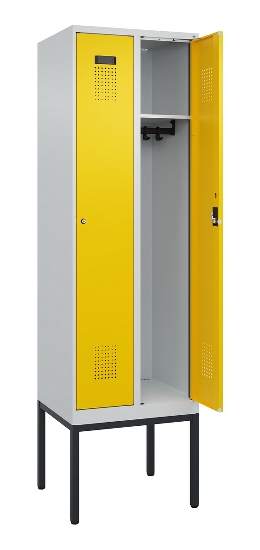C+P Spind Evolo PLUS 0490307-32 mit Gestell 3 Abt.je 400mm Drehriegel (HxBxT) 2120x1200x815mm 7035/2004