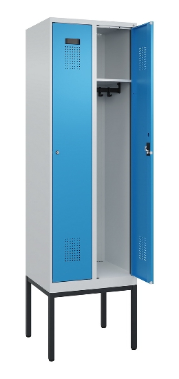 C+P Spind Evolo PLUS 0490307-32 mit Gestell 3 Abt.je 400mm Drehriegel (HxBxT) 2120x1200x815mm 7035/2004