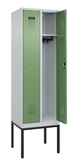 C+P Spind Evolo PLUS 0490307-32 mit Gestell 3 Abt.je 400mm Drehriegel (HxBxT) 2120x1200x815mm 7035/2004
