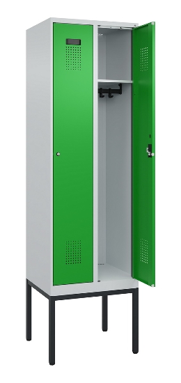 C+P Spind Evolo PLUS 0490307-32 mit Gestell 3 Abt.je 400mm Drehriegel (HxBxT) 2120x1200x815mm 7035/2004