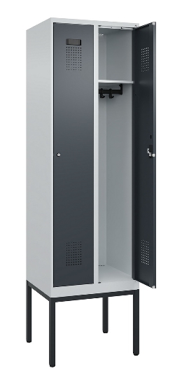 C+P Spind Evolo PLUS 0490307-32 mit Gestell 3 Abt.je 400mm Drehriegel (HxBxT) 2120x1200x815mm 7035/2004