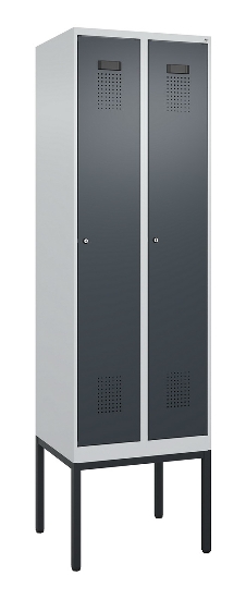 C+P Spind Evolo PLUS 0490307-32 mit Gestell 3 Abt.je 400mm Drehriegel (HxBxT) 2120x1200x815mm 7035/2004