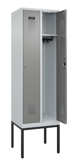 C+P Spind Evolo PLUS 0490307-32 mit Gestell 3 Abt.je 400mm Drehriegel (HxBxT) 2120x1200x815mm 7035/2004